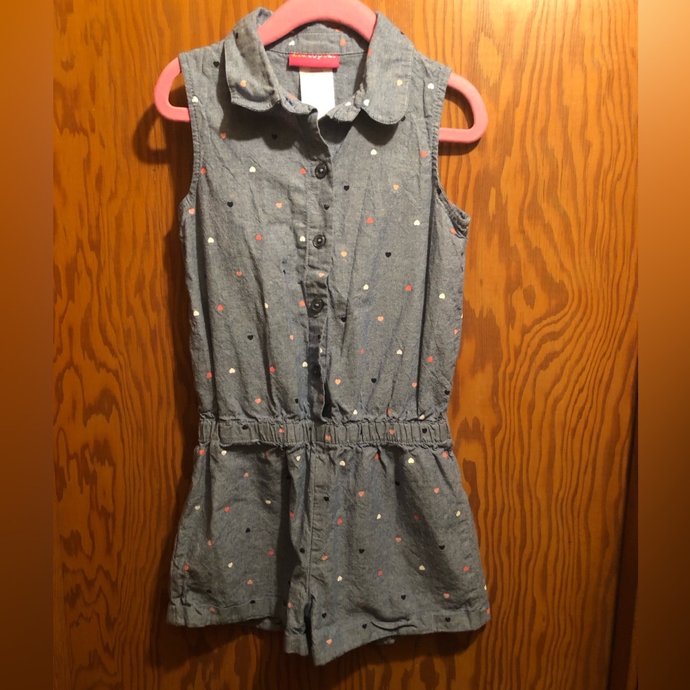 Girls Sleeveless Denim Romper